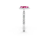White gold Pear Cut Halo Diamond Pave Band with Prong Setting_2