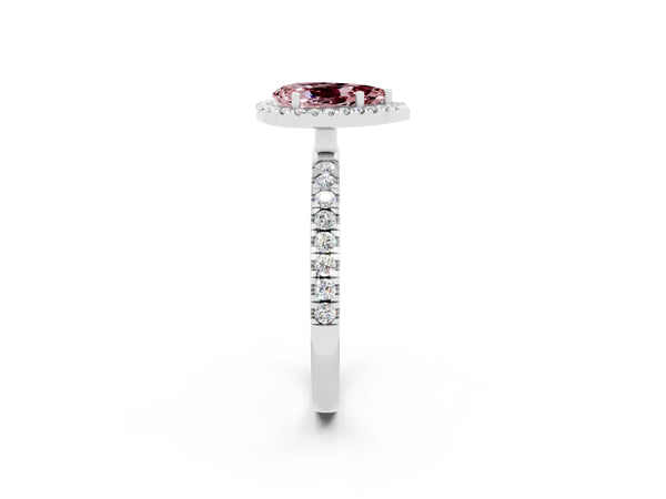 Silver Pear Cut Halo Diamond Pave Band with Prong Setting