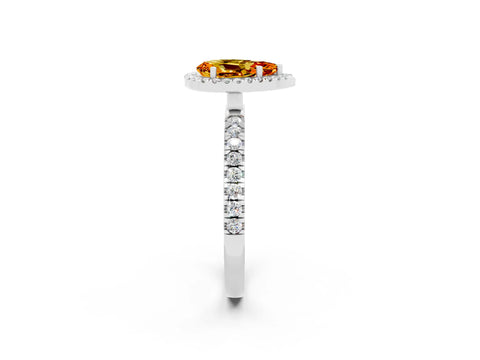 White gold Pear Cut Halo Diamond Pave Band with Prong Setting_2