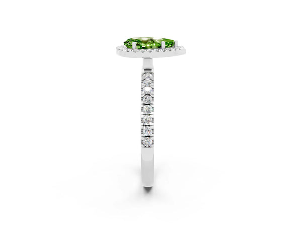 White gold Pear Cut Halo Diamond Pave Band with Prong Setting