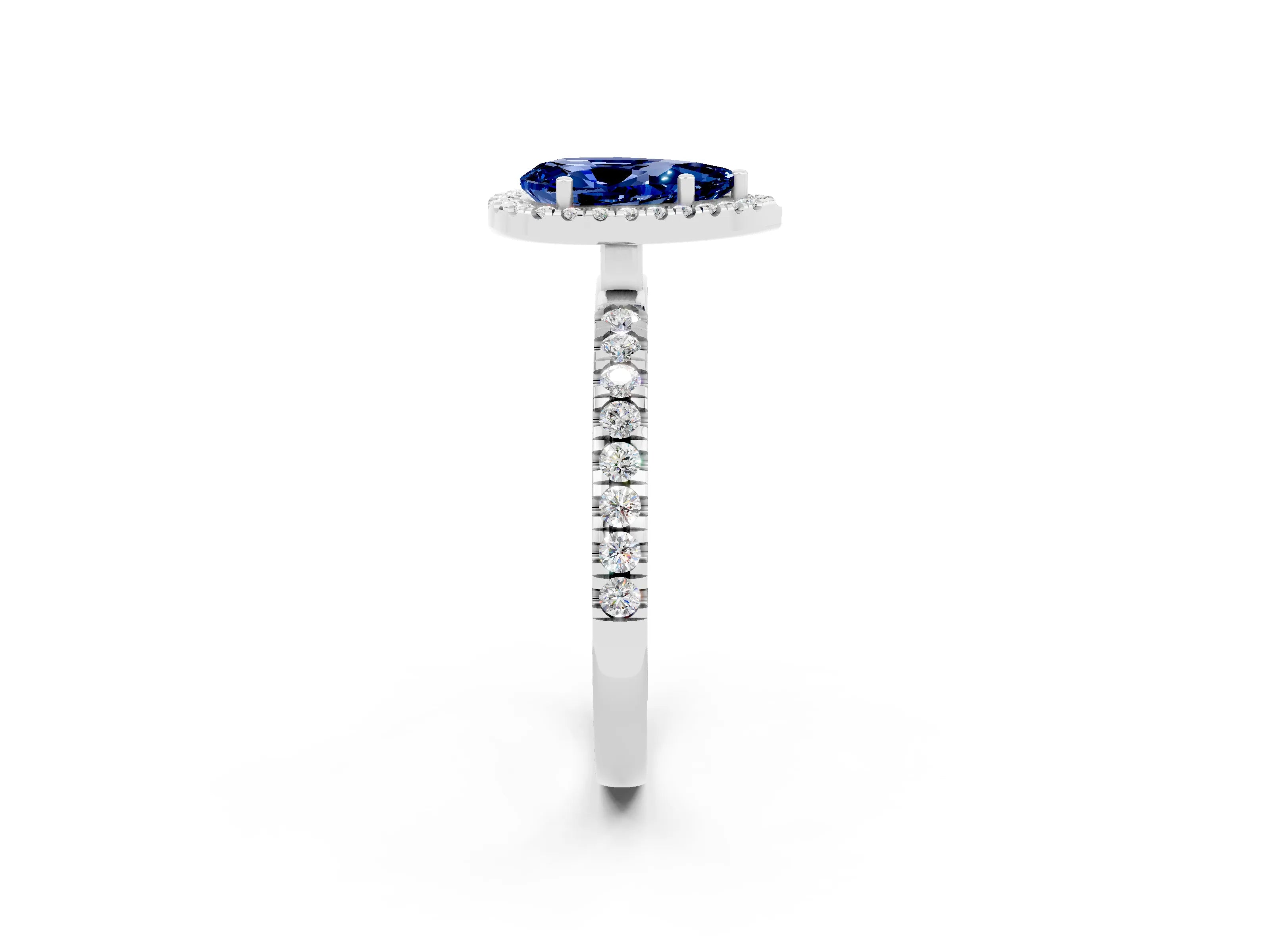 White gold Pear Cut Halo Diamond Pave Band with Prong Setting_2