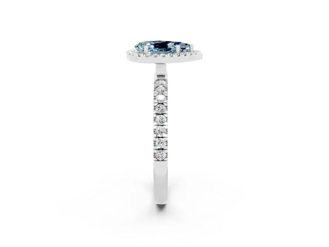 White gold Pear Cut Halo Diamond Pave Band with Prong Setting_2