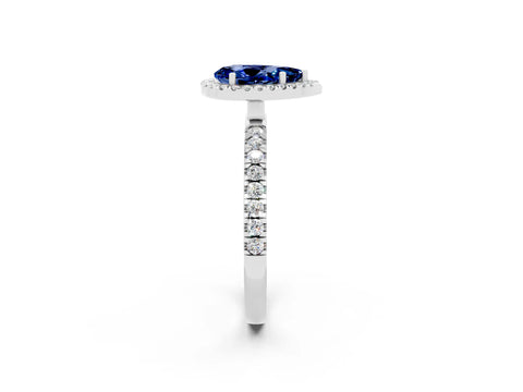White gold Pear Cut Halo Diamond Pave Band with Prong Setting_2