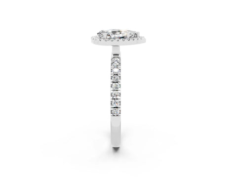 White gold Pear Cut Halo Diamond Pave Band with Prong Setting_2