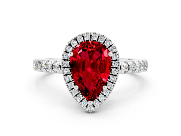 White gold Pear Cut Halo Diamond Pave Band with Prong Setting