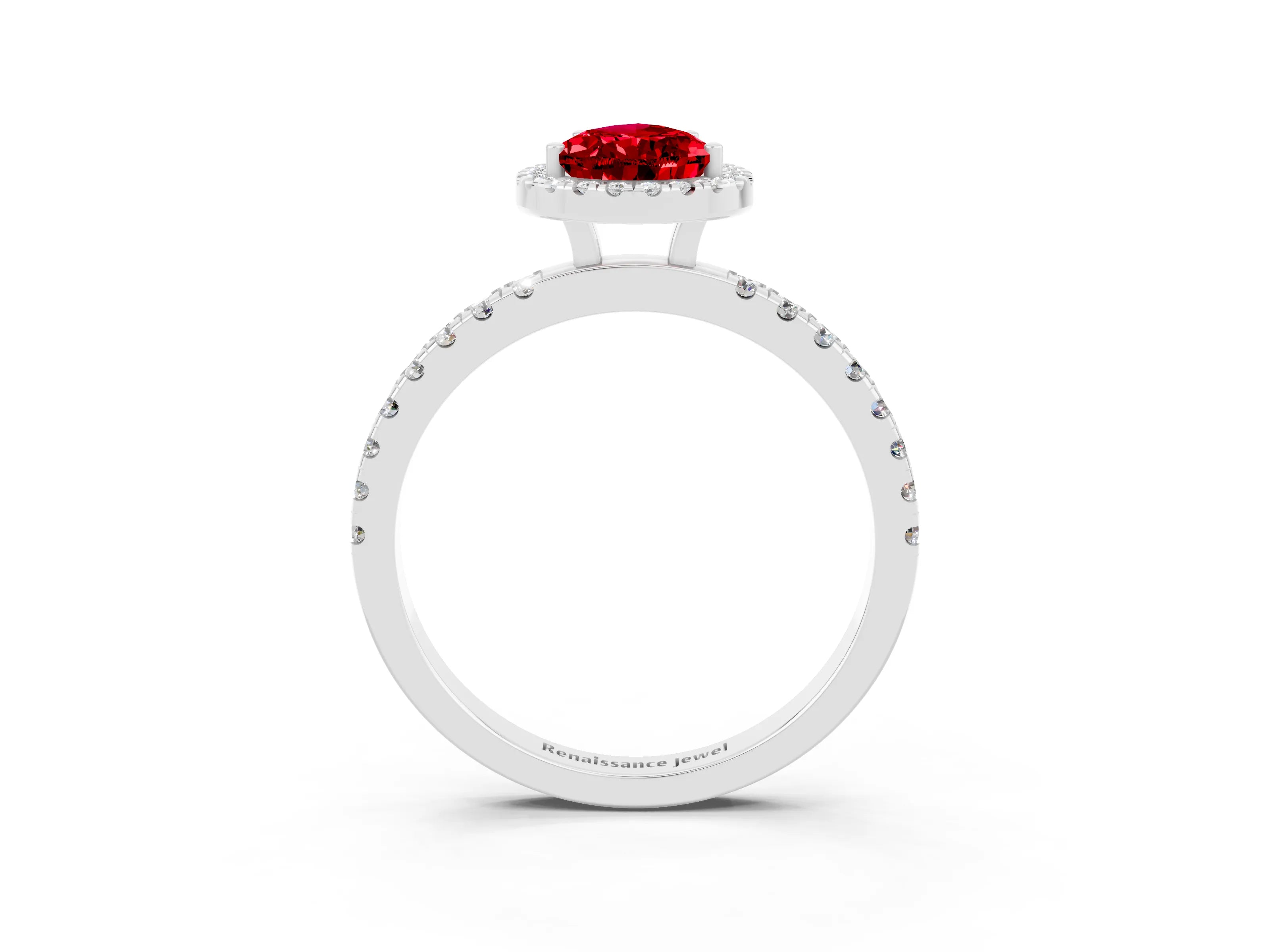 White gold Pear Cut Halo Diamond Pave Band with Prong Setting_3