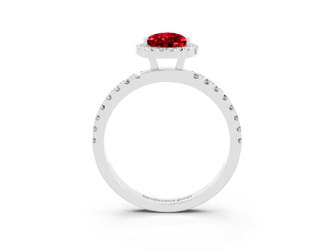 White gold Pear Cut Halo Diamond Pave Band with Prong Setting_3
