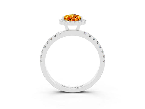 White gold Pear Cut Halo Diamond Pave Band with Prong Setting_3