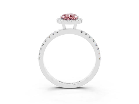 White gold Pear Cut Halo Diamond Pave Band with Prong Setting_3