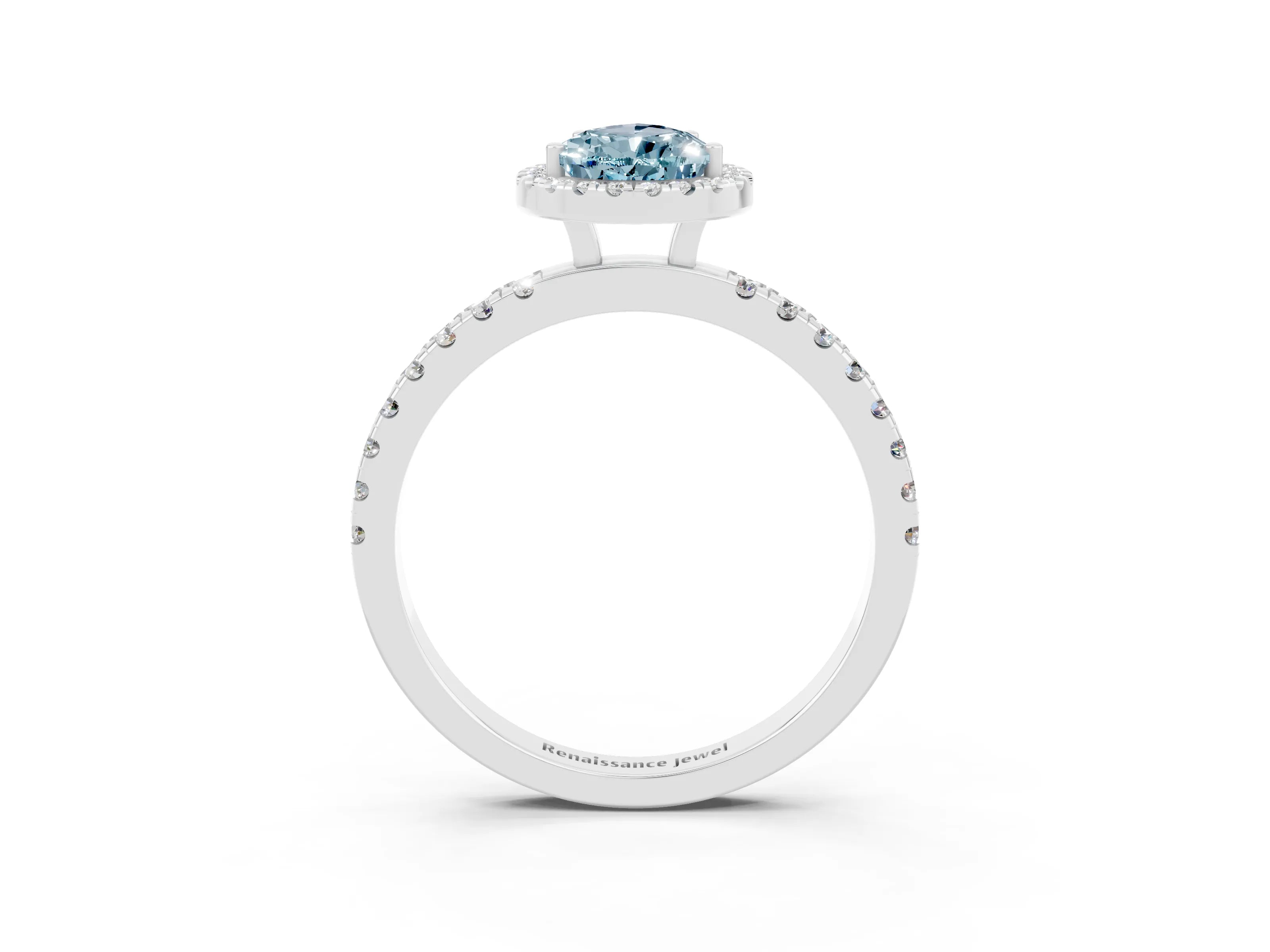 White gold Pear Cut Halo Diamond Pave Band with Prong Setting_3