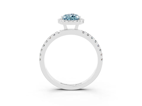 White gold Pear Cut Halo Diamond Pave Band with Prong Setting_3
