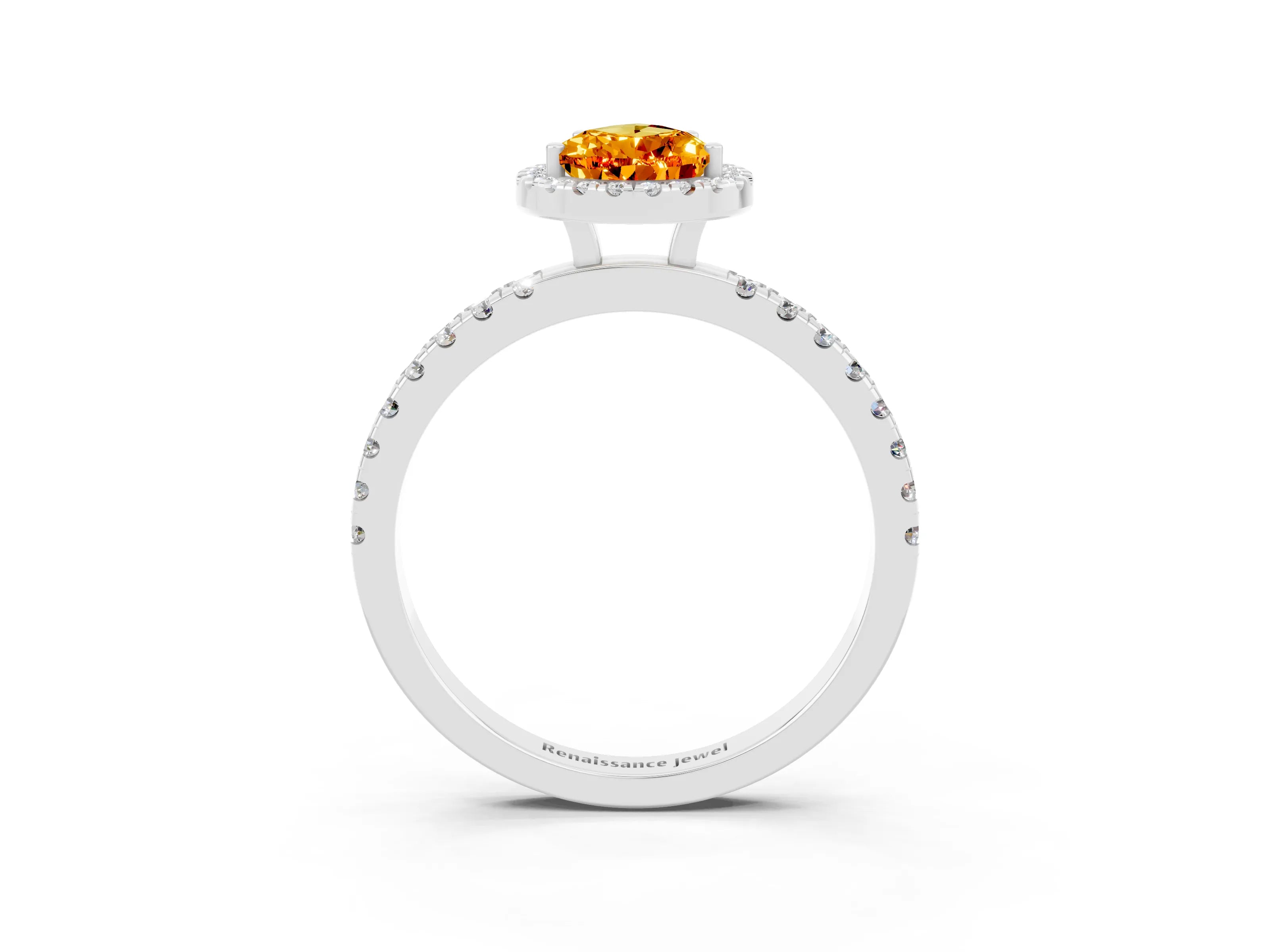 White gold Pear Cut Halo Diamond Pave Band with Prong Setting_3