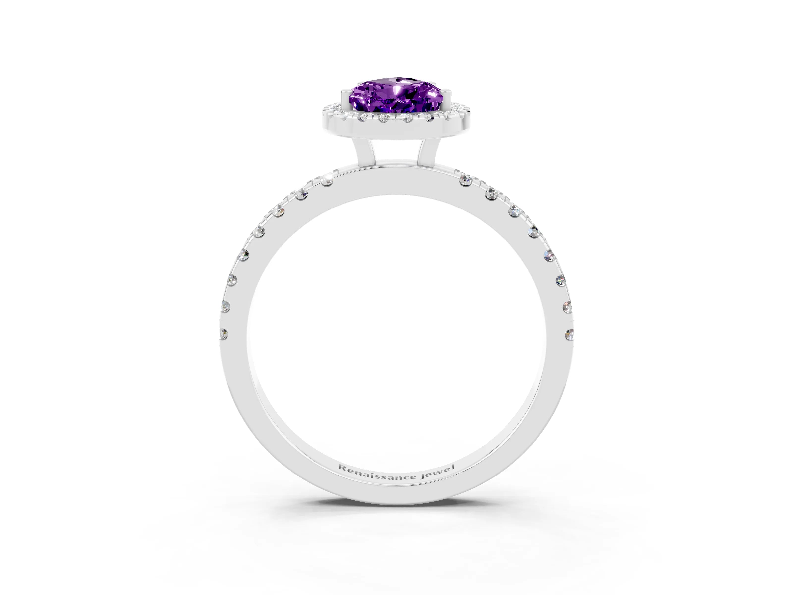 White gold Pear Cut Halo Diamond Pave Band with Prong Setting_3