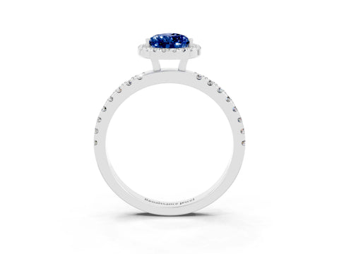 White gold Pear Cut Halo Diamond Pave Band with Prong Setting_3