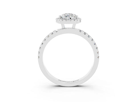 White gold Pear Cut Halo Diamond Pave Band with Prong Setting_3
