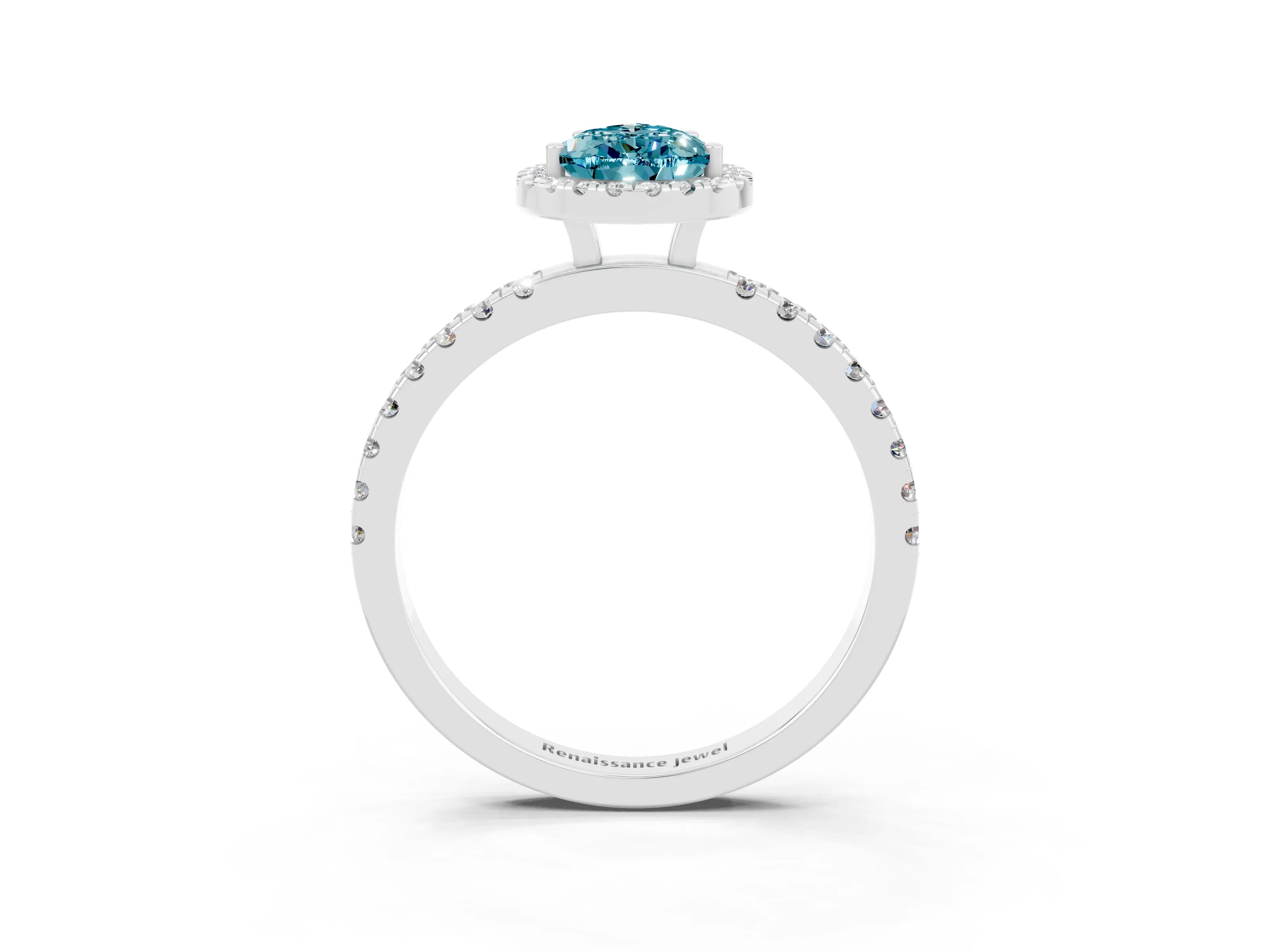 White gold Pear Cut Halo Diamond Pave Band with Prong Setting_3