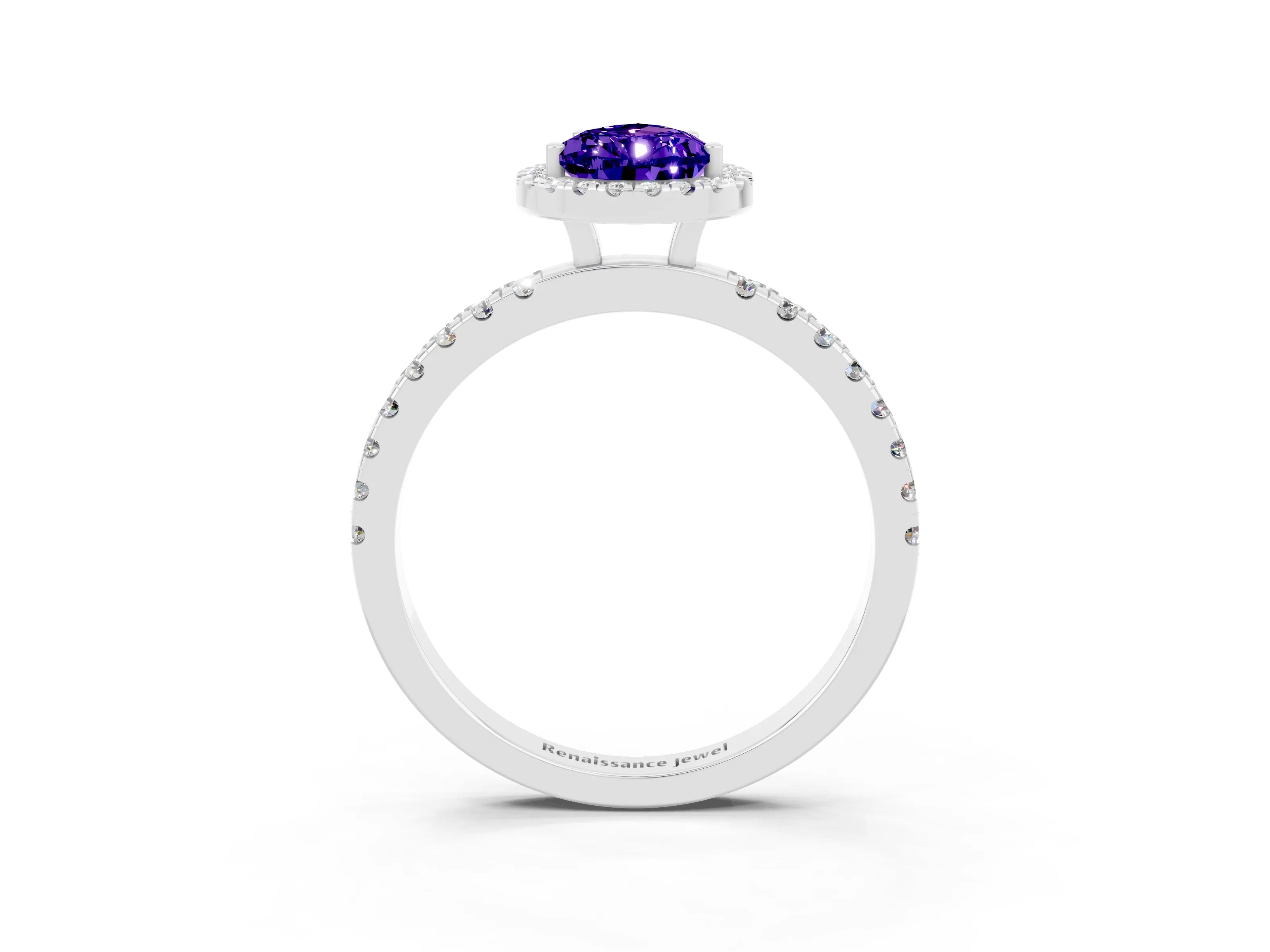 White gold Pear Cut Halo Diamond Pave Band with Prong Setting_3