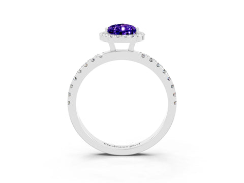 White gold Pear Cut Halo Diamond Pave Band with Prong Setting_3