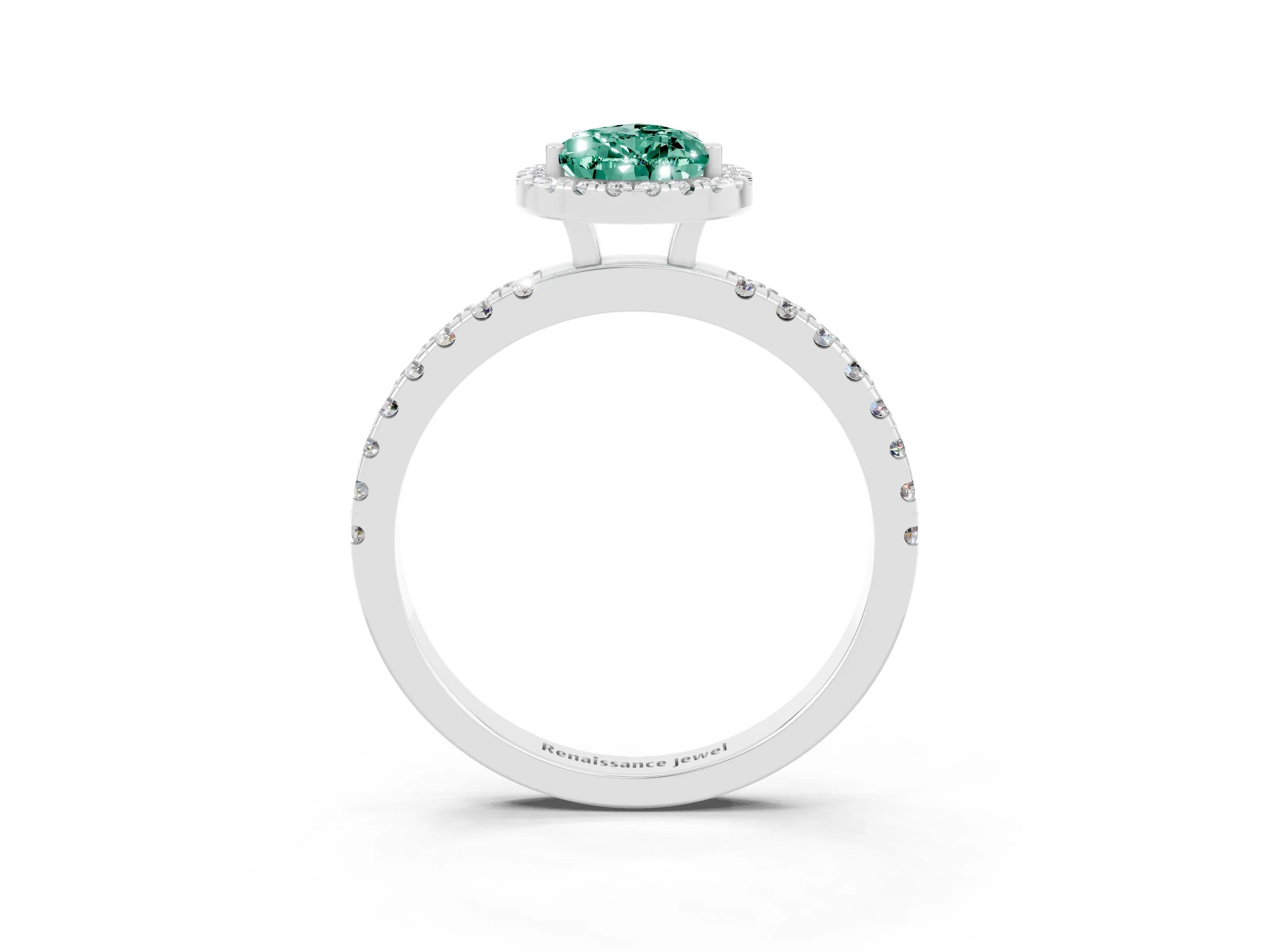 White gold Pear Cut Halo Diamond Pave Band with Prong Setting_3