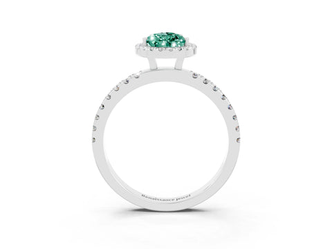 White gold Pear Cut Halo Diamond Pave Band with Prong Setting_3