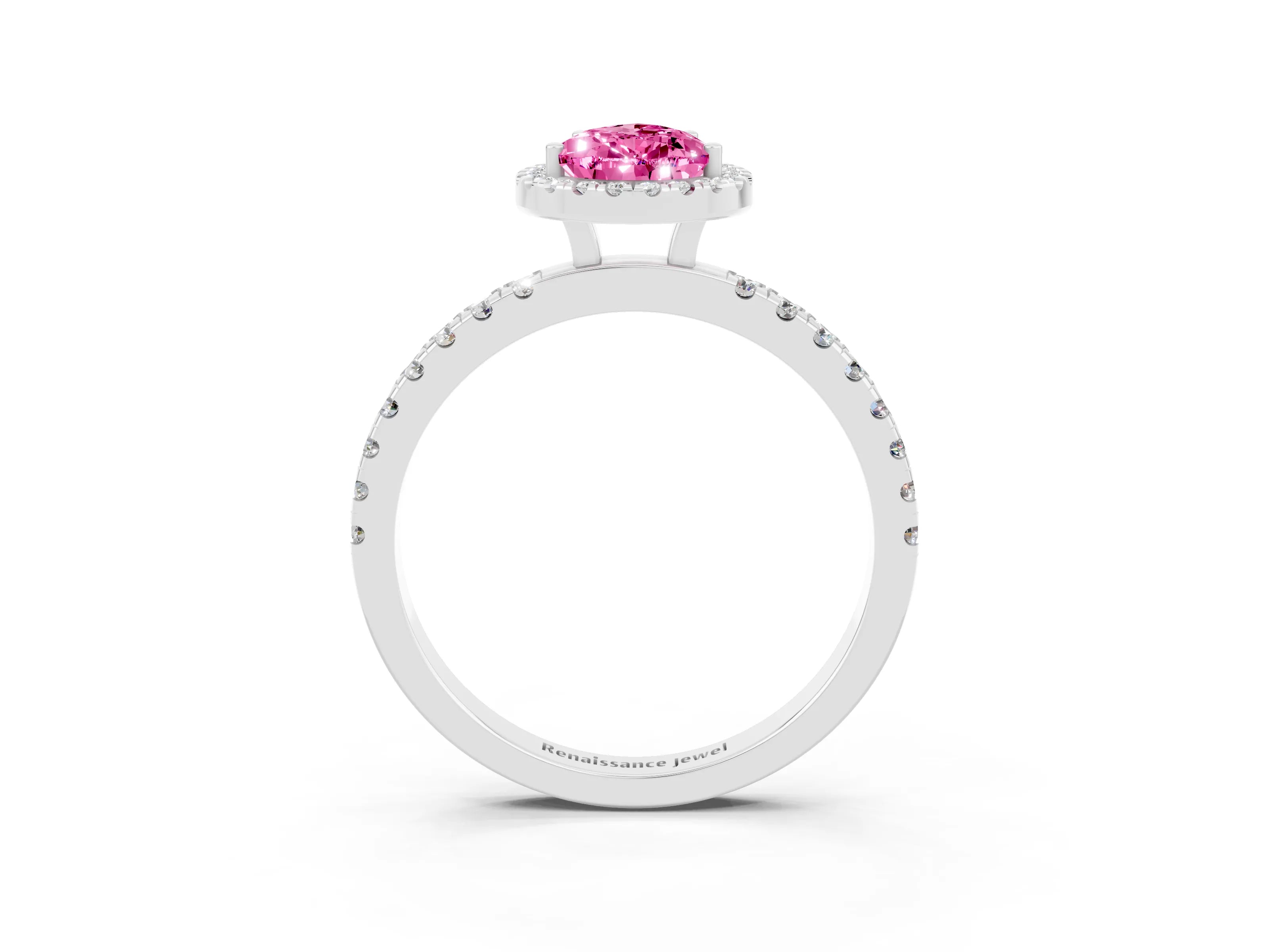 White gold Pear Cut Halo Diamond Pave Band with Prong Setting_3