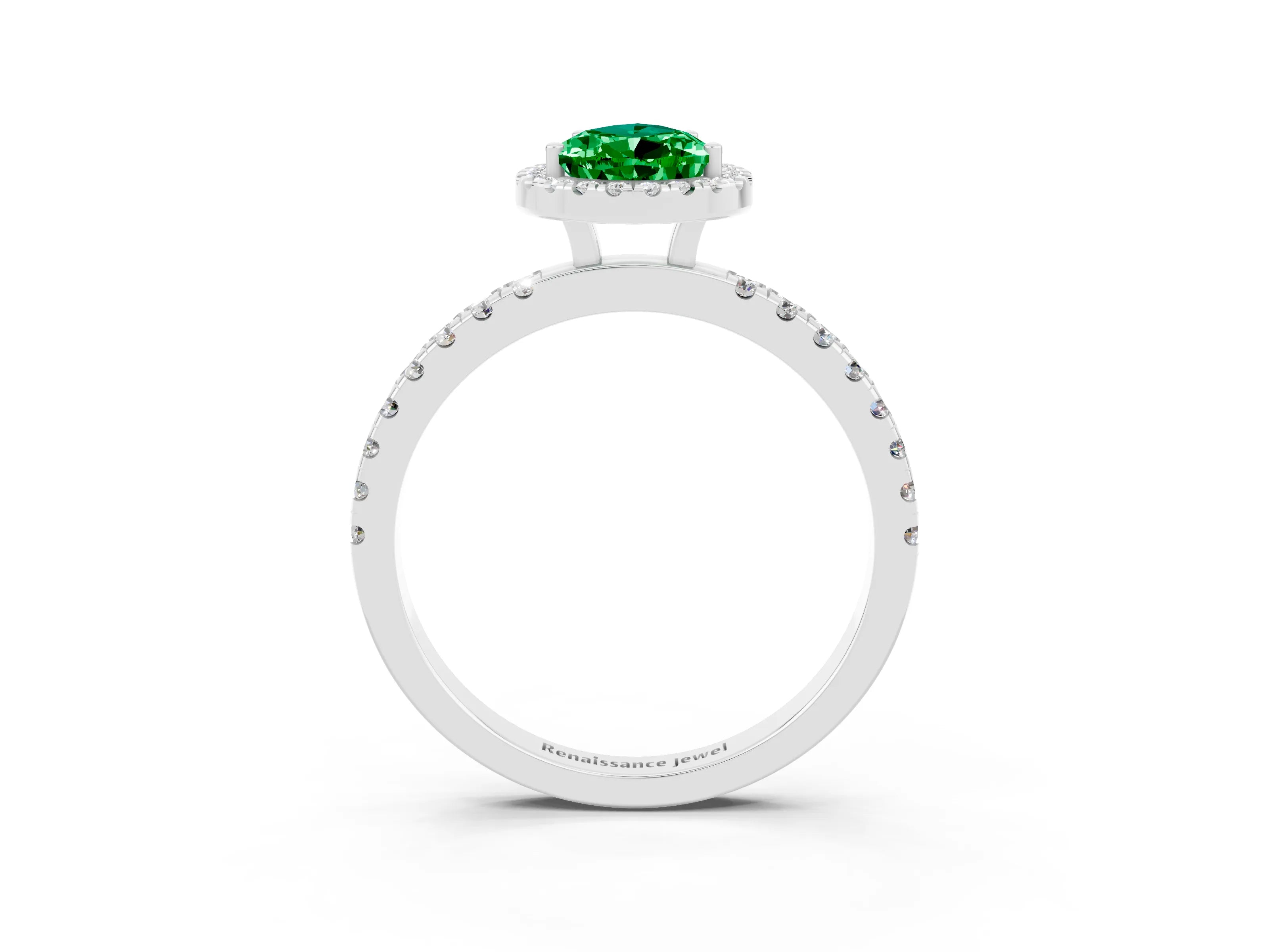 White gold Pear Cut Halo Diamond Pave Band with Prong Setting_3
