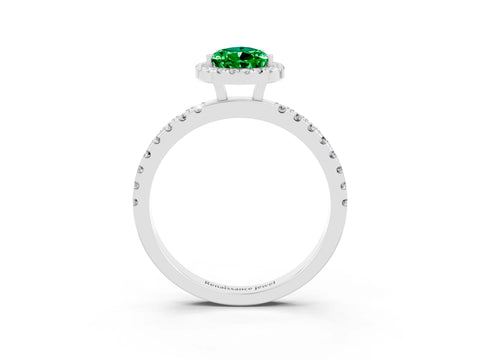 White gold Pear Cut Halo Diamond Pave Band with Prong Setting_3