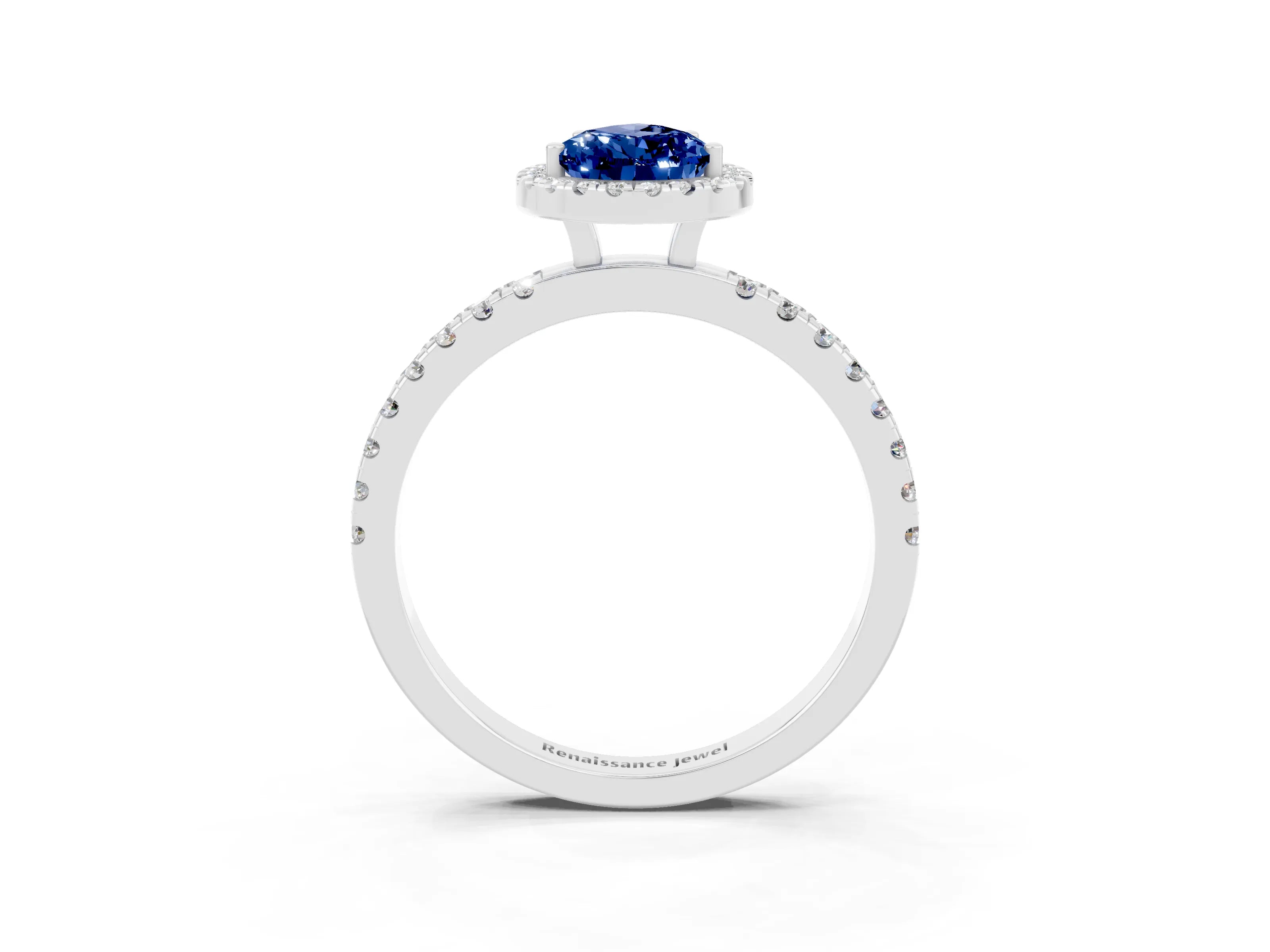 White gold Pear Cut Halo Diamond Pave Band with Prong Setting_3