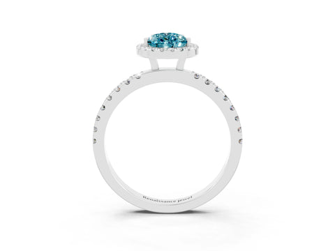 White gold Pear Cut Halo Diamond Pave Band with Prong Setting_3