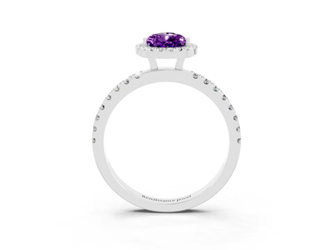 White gold Pear Cut Halo Diamond Pave Band with Prong Setting_3