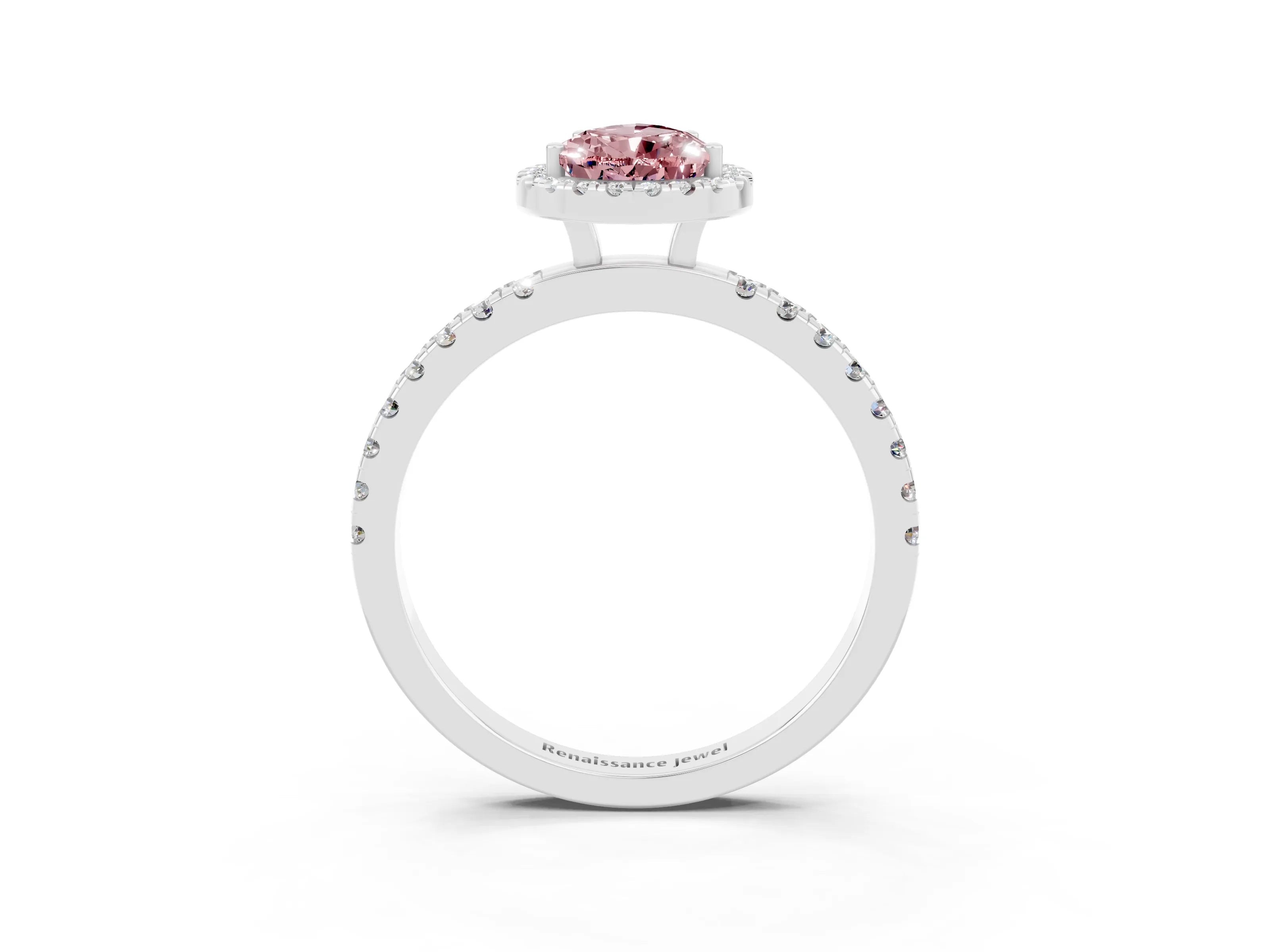 White gold Pear Cut Halo Diamond Pave Band with Prong Setting_3