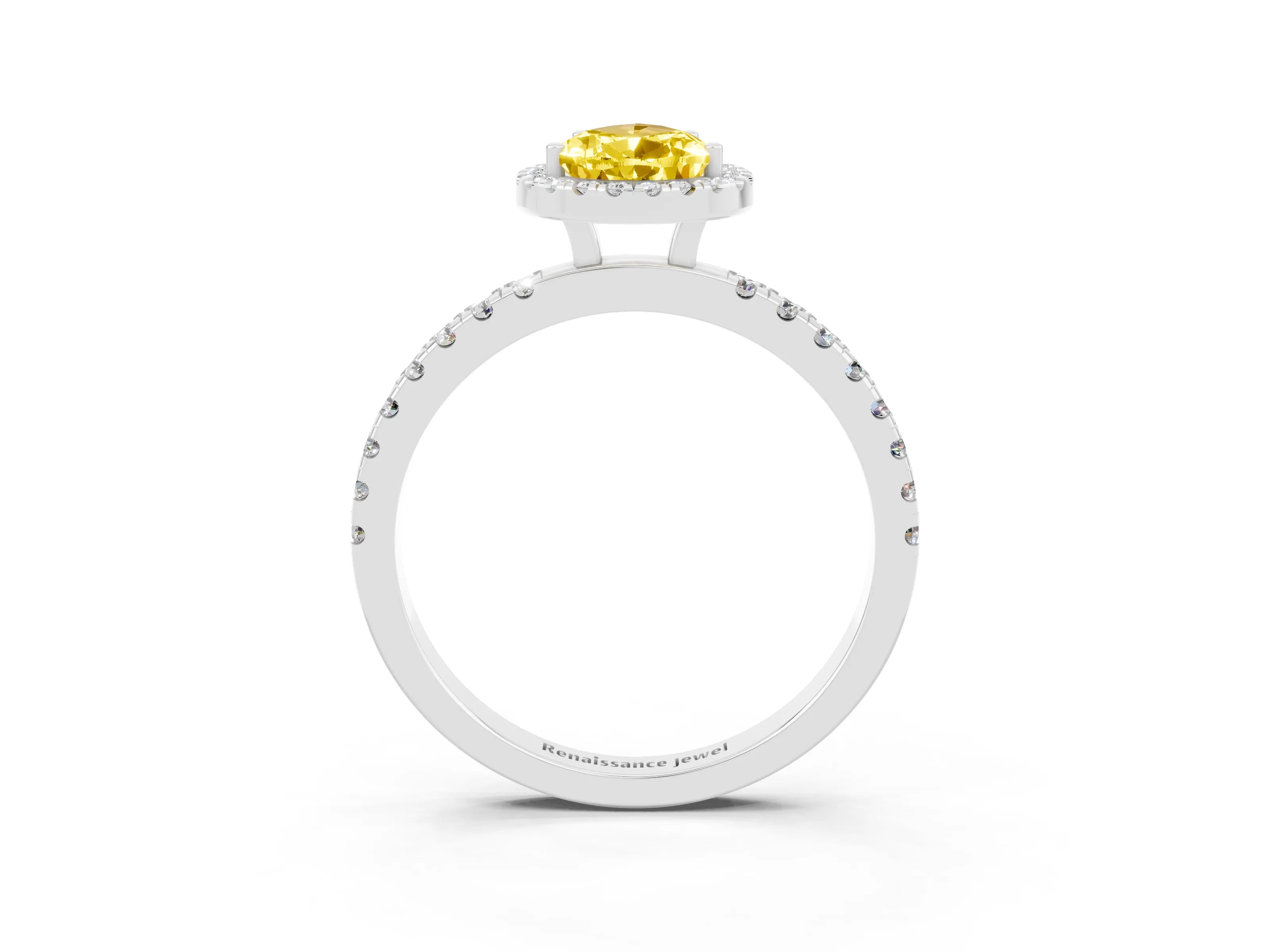 White gold Pear Cut Halo Diamond Pave Band with Prong Setting_3
