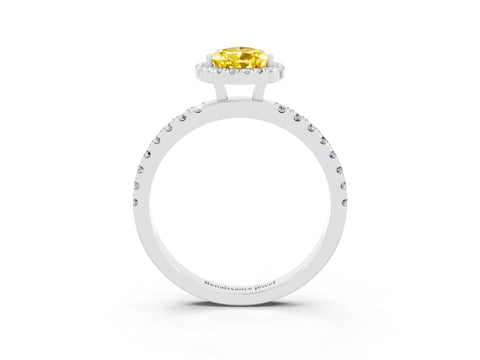 White gold Pear Cut Halo Diamond Pave Band with Prong Setting_3