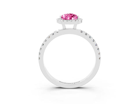 White gold Pear Cut Halo Diamond Pave Band with Prong Setting_3