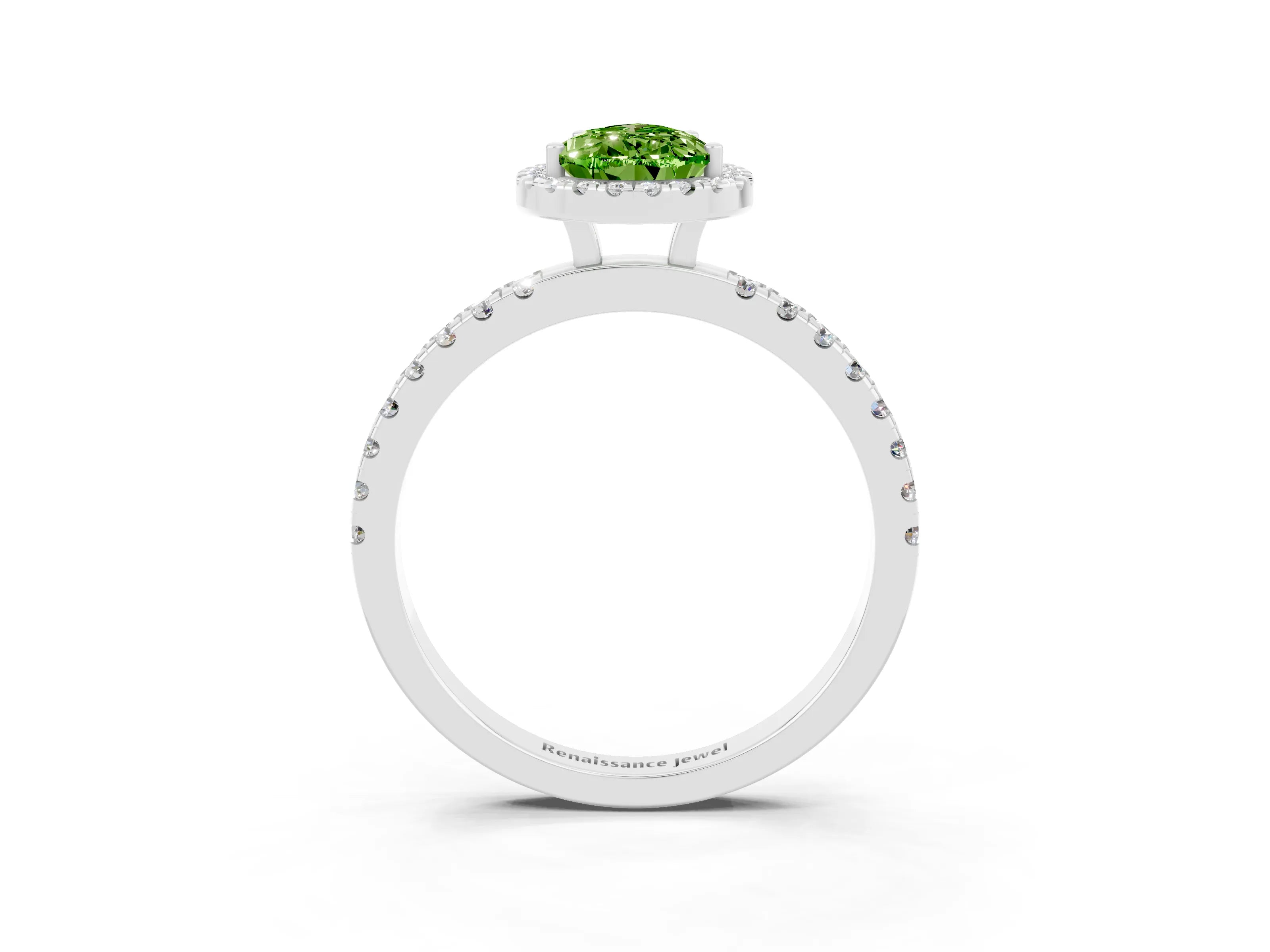 White gold Pear Cut Halo Diamond Pave Band with Prong Setting_3