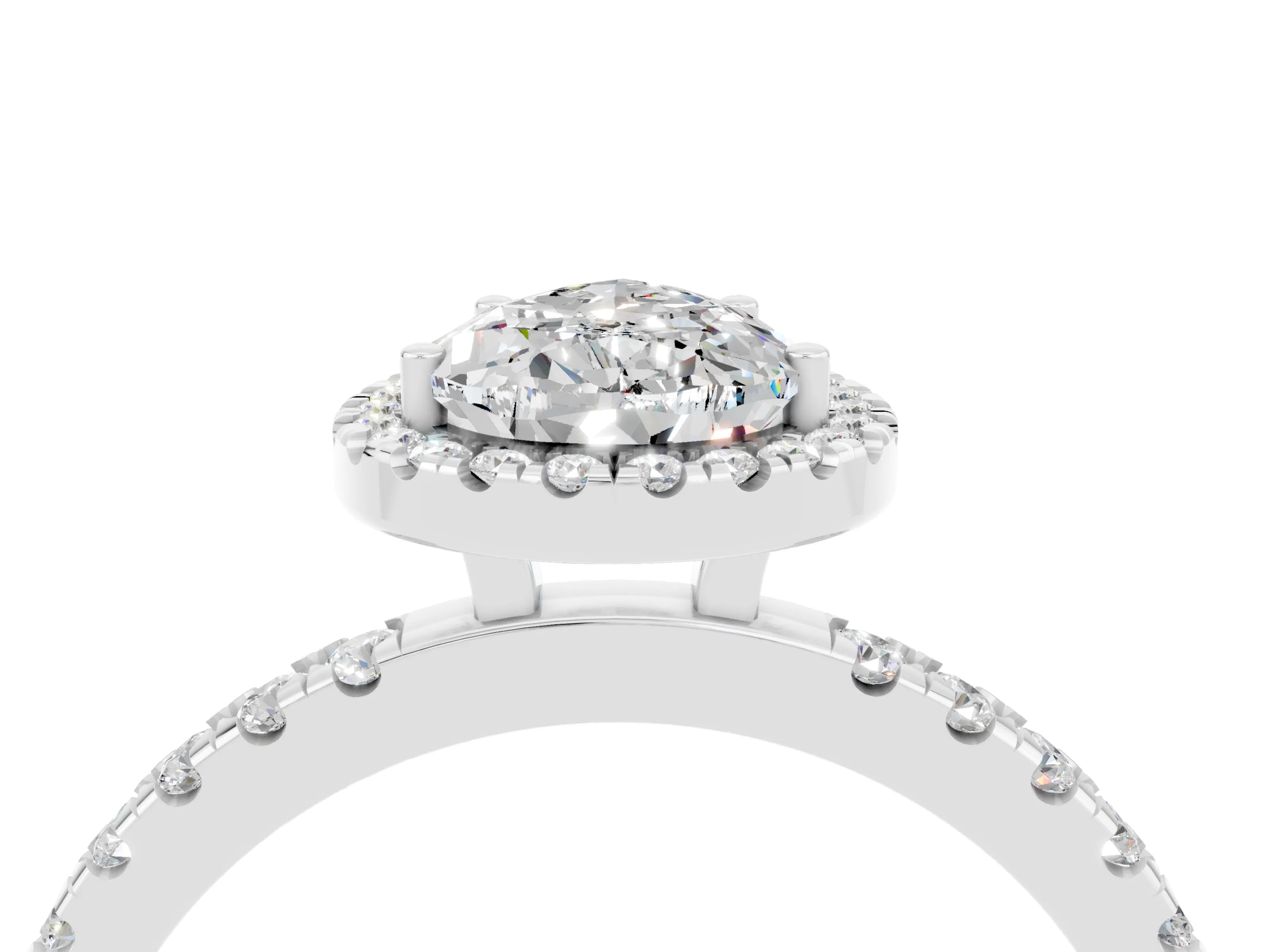 White gold Pear Cut Halo Diamond Pave Band with Prong Setting_4
