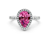 White gold Pear Cut Halo Diamond Pave Band with Prong Setting