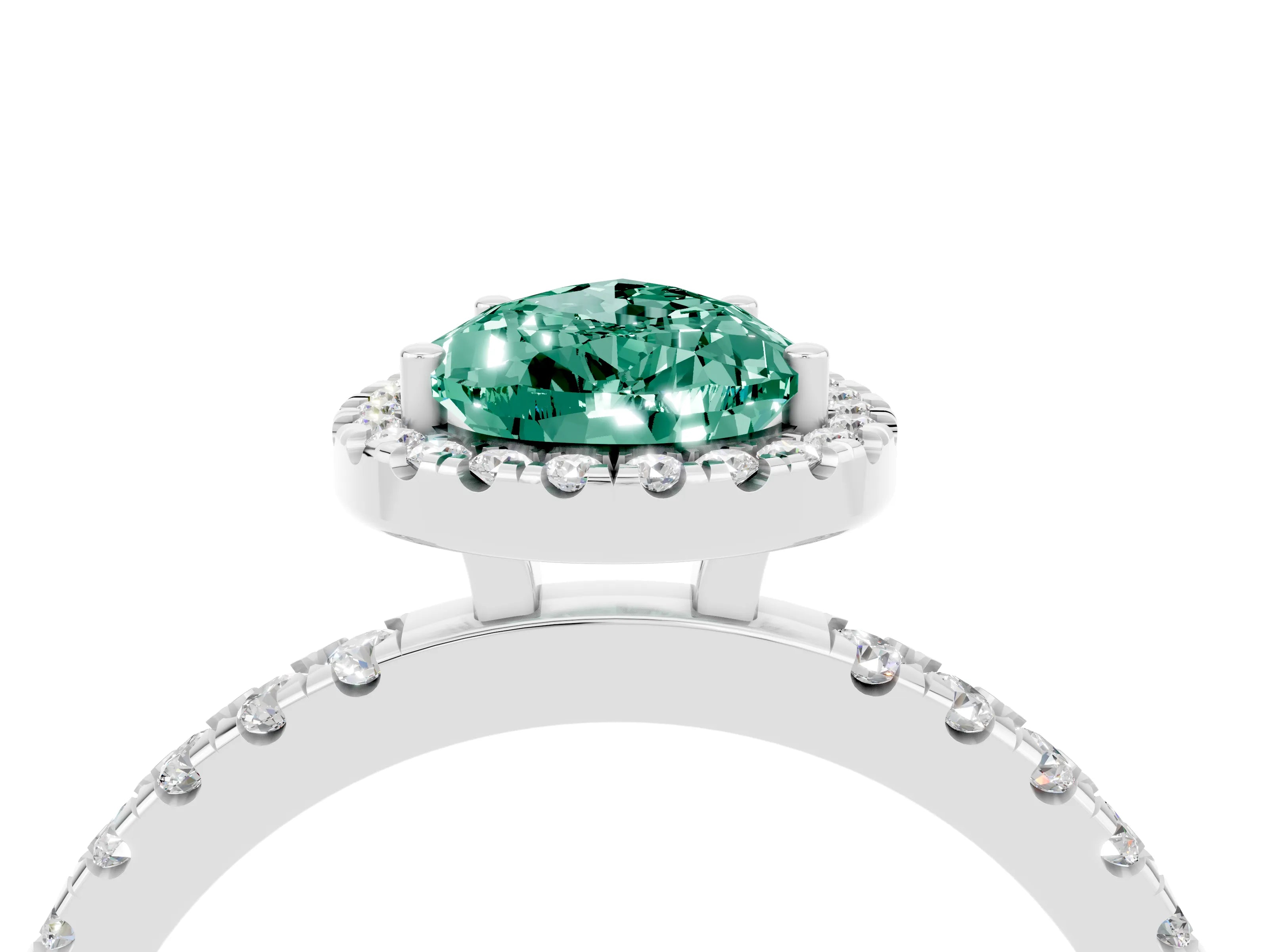 White gold Pear Cut Halo Diamond Pave Band with Prong Setting_4
