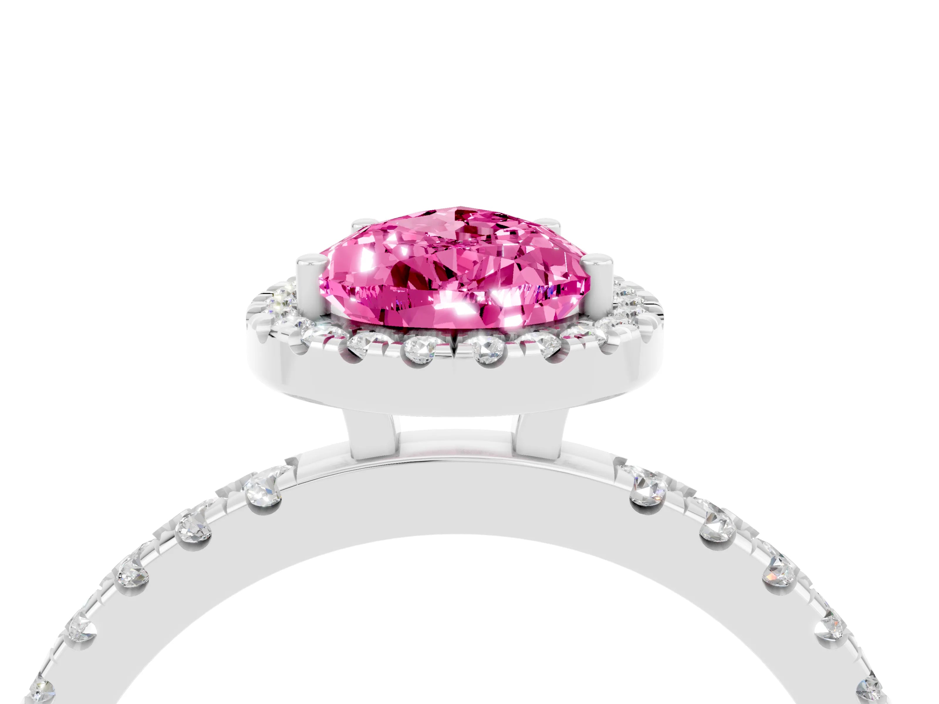 White gold Pear Cut Halo Diamond Pave Band with Prong Setting_4
