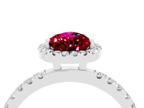White gold Pear Cut Halo Diamond Pave Band with Prong Setting_4