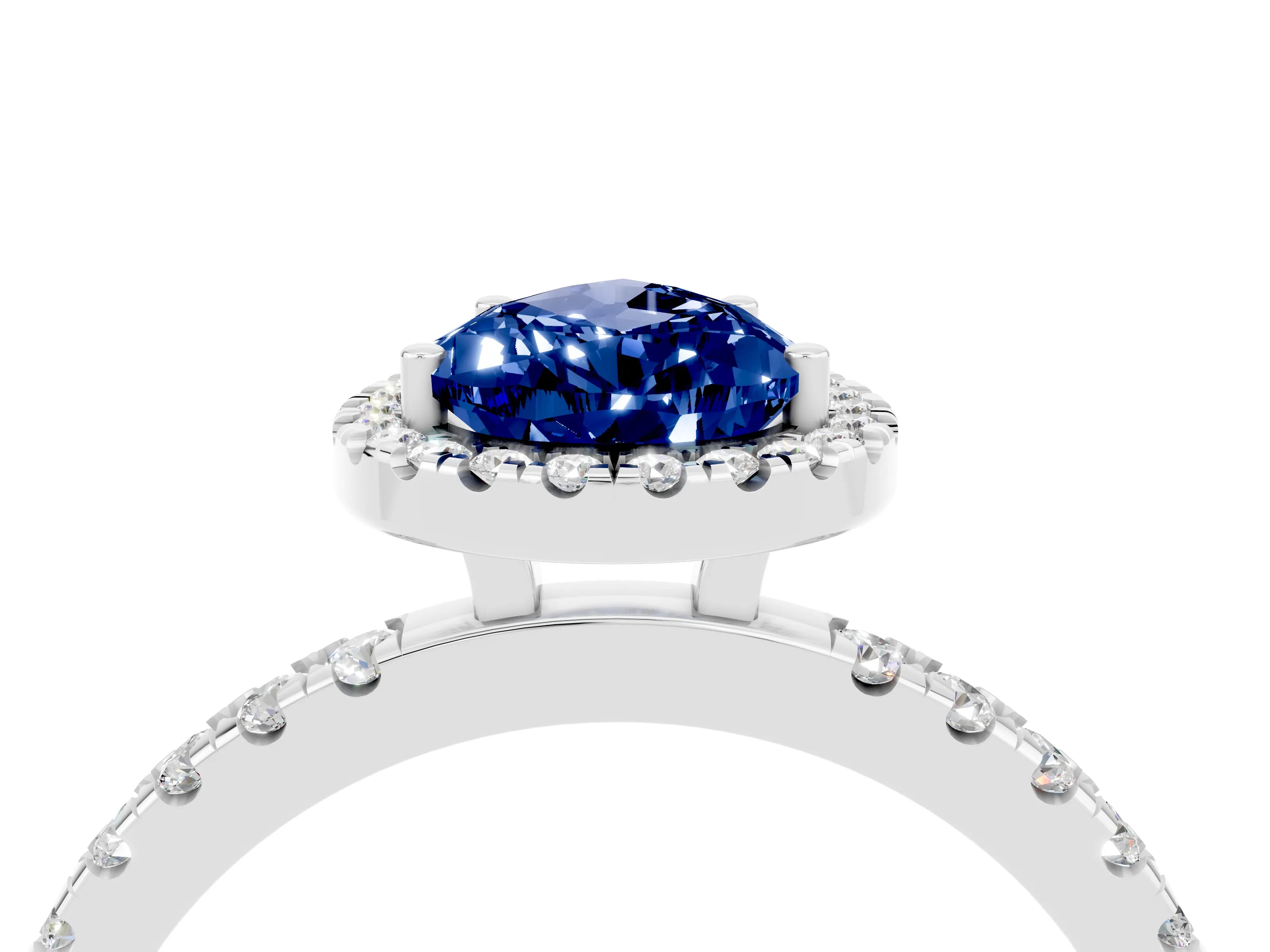 White gold Pear Cut Halo Diamond Pave Band with Prong Setting_4