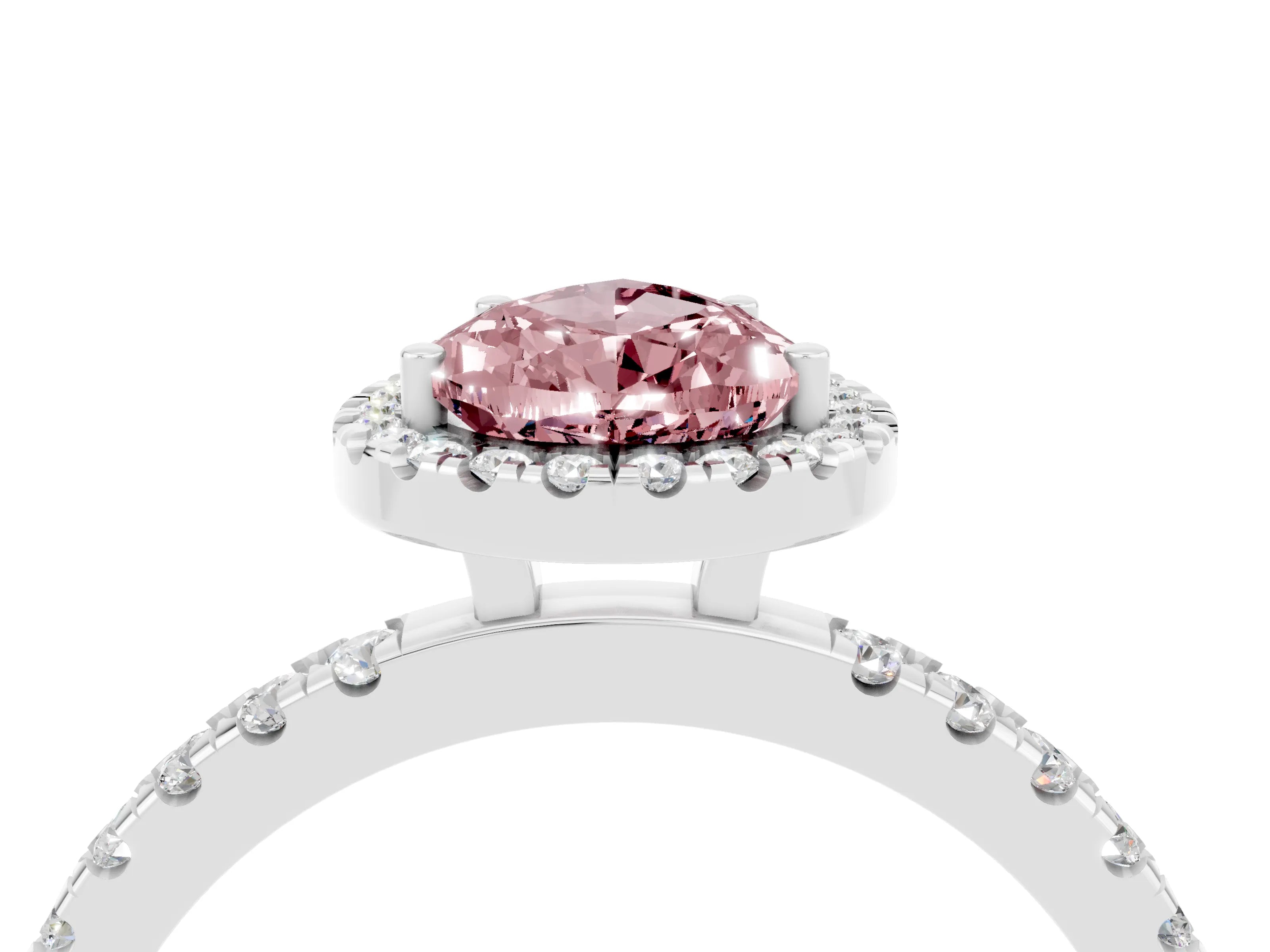 White gold Pear Cut Halo Diamond Pave Band with Prong Setting_4