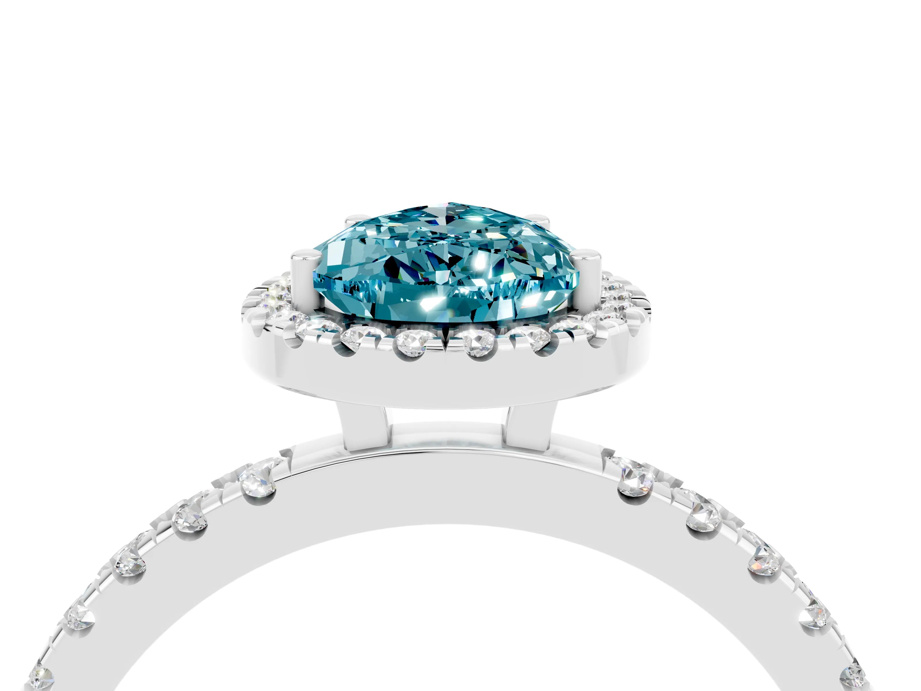 White gold Pear Cut Halo Diamond Pave Band with Prong Setting_4