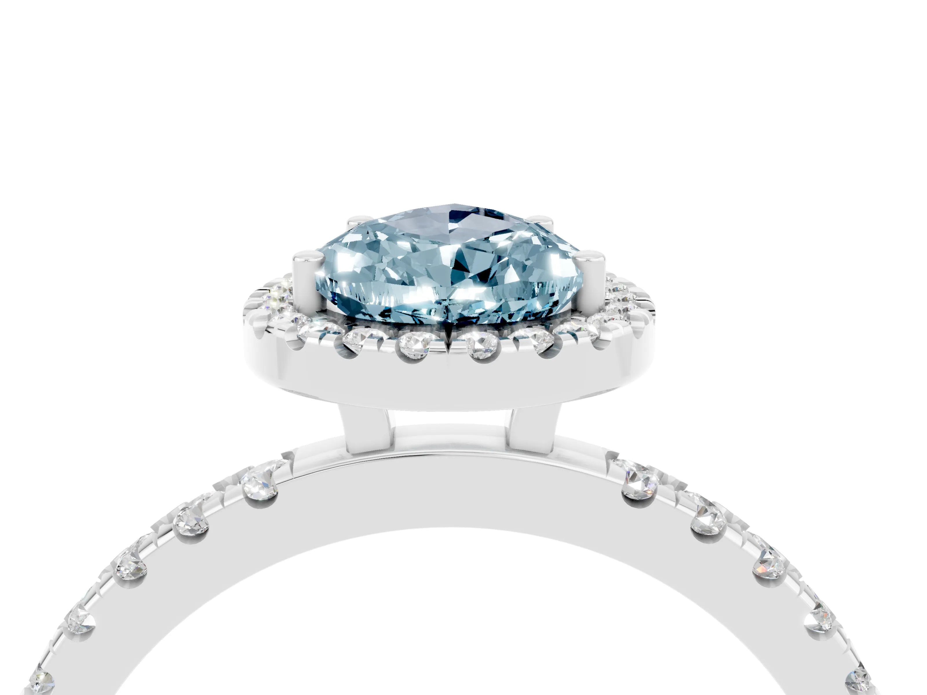 White gold Pear Cut Halo Diamond Pave Band with Prong Setting_4