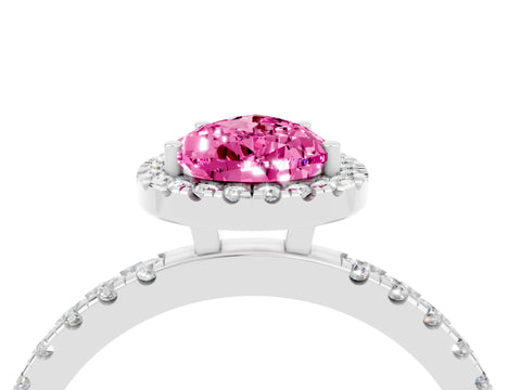 White gold Pear Cut Halo Diamond Pave Band with Prong Setting_4