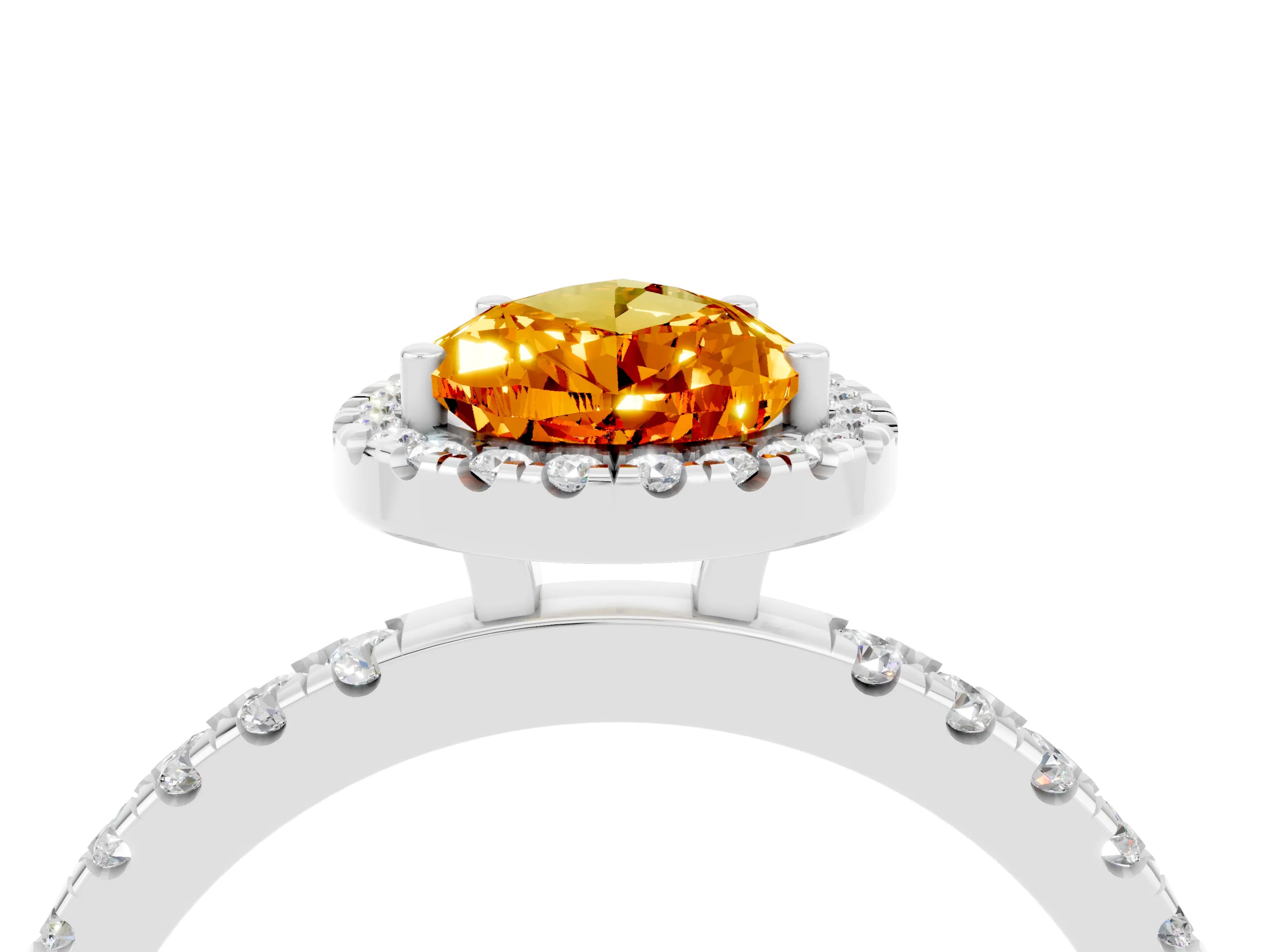 White gold Pear Cut Halo Diamond Pave Band with Prong Setting_4