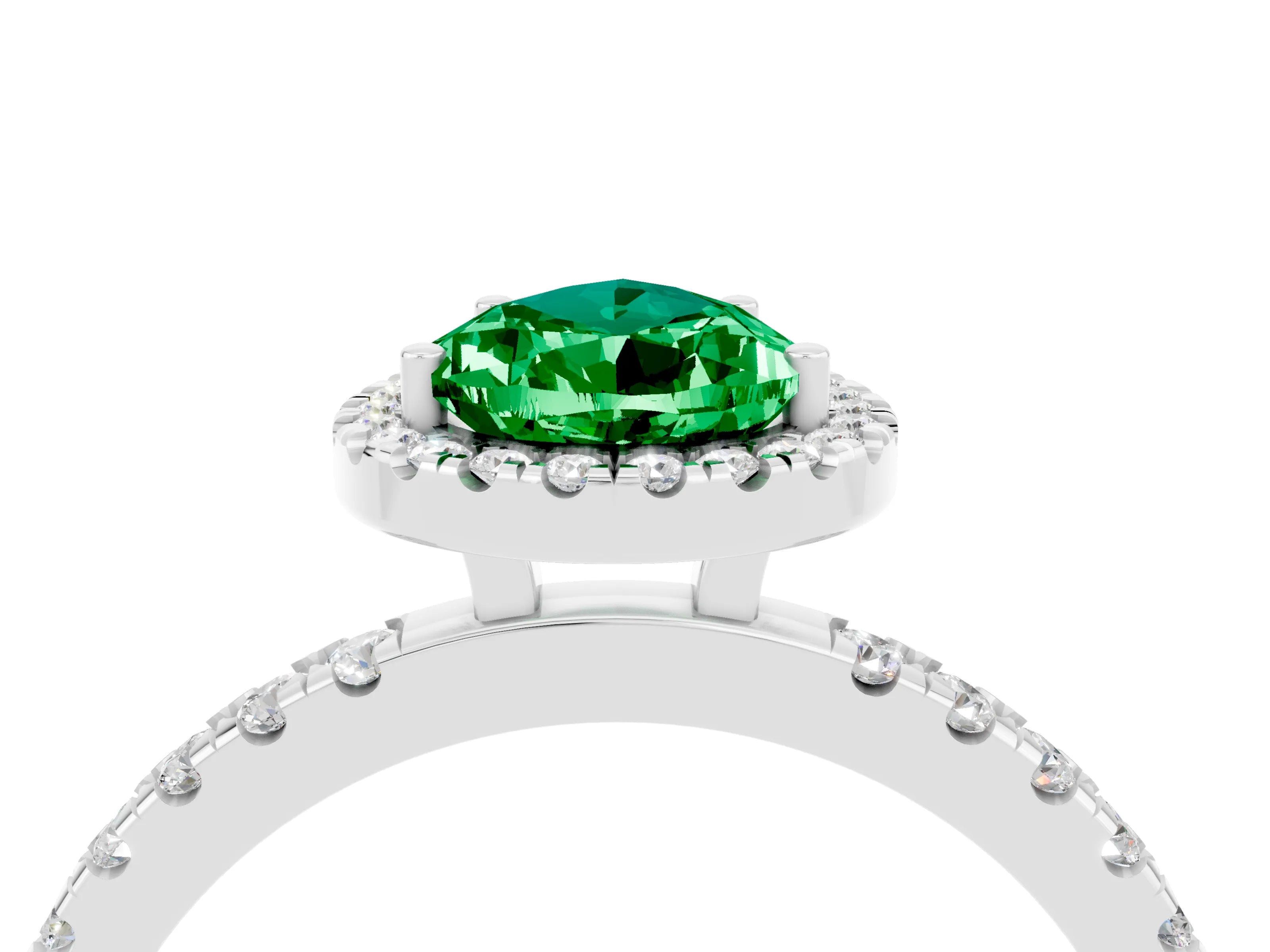 White gold Pear Cut Halo Diamond Pave Band with Prong Setting_4