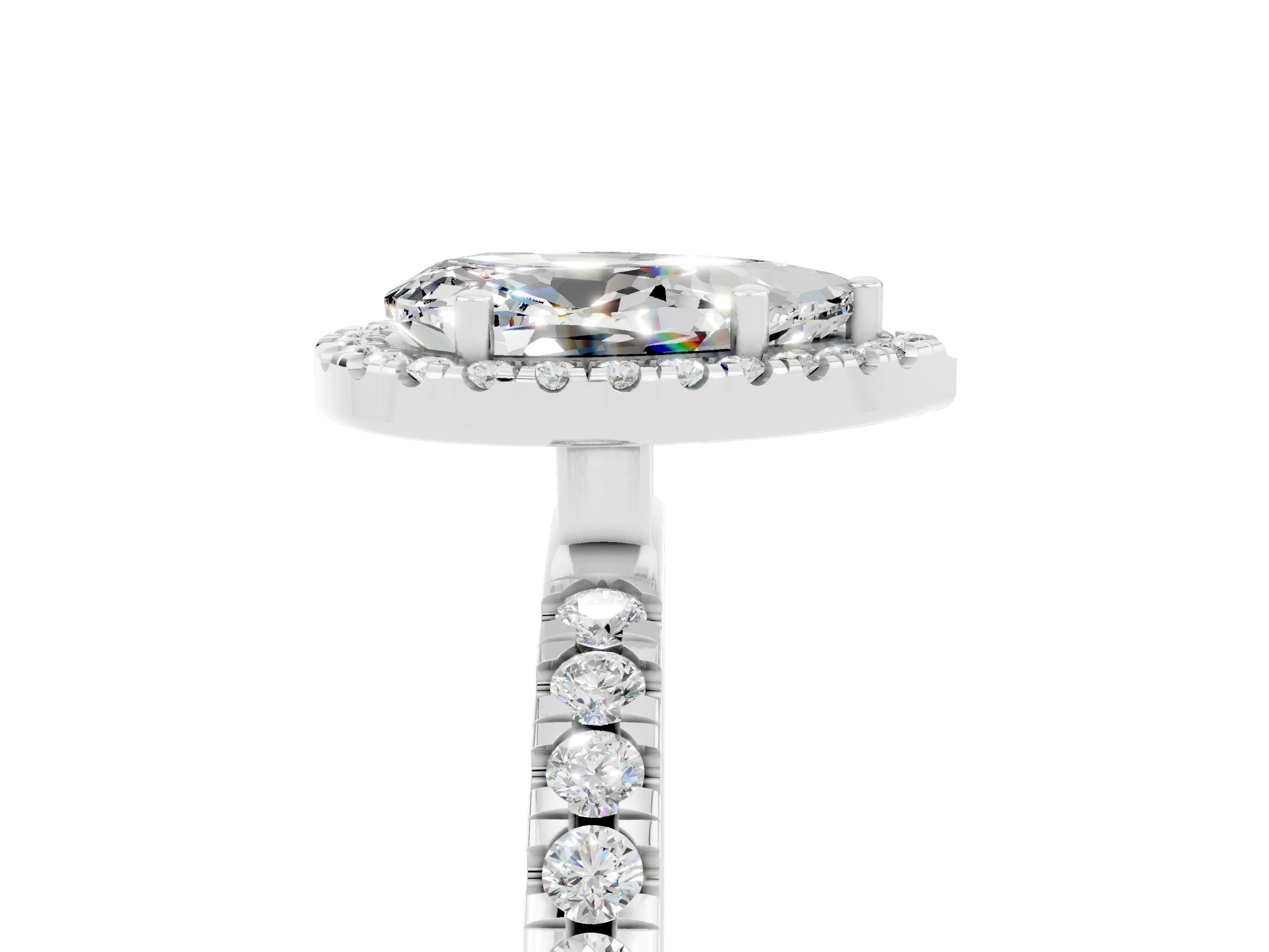 White gold Pear Cut Halo Diamond Pave Band with Prong Setting_5