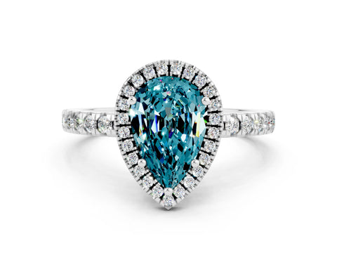 White gold Pear Cut Halo Diamond Pave Band with Prong Setting