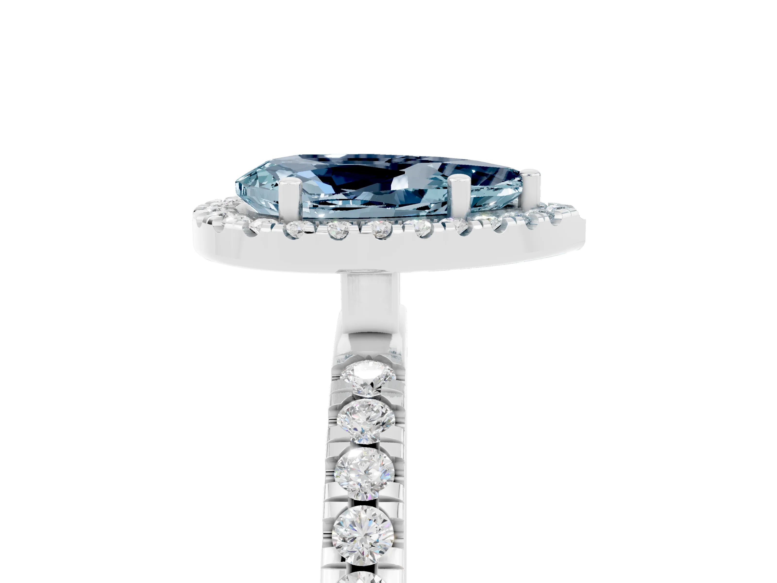 White gold Pear Cut Halo Diamond Pave Band with Prong Setting_5